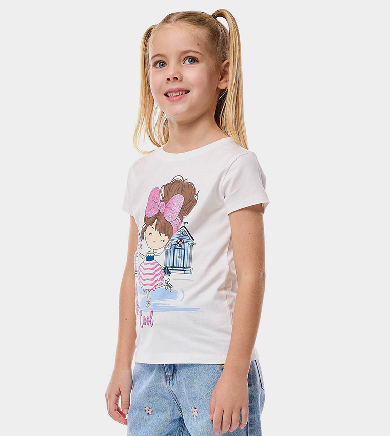 Printed T-Shirt with Crew Neck and Short Sleeves