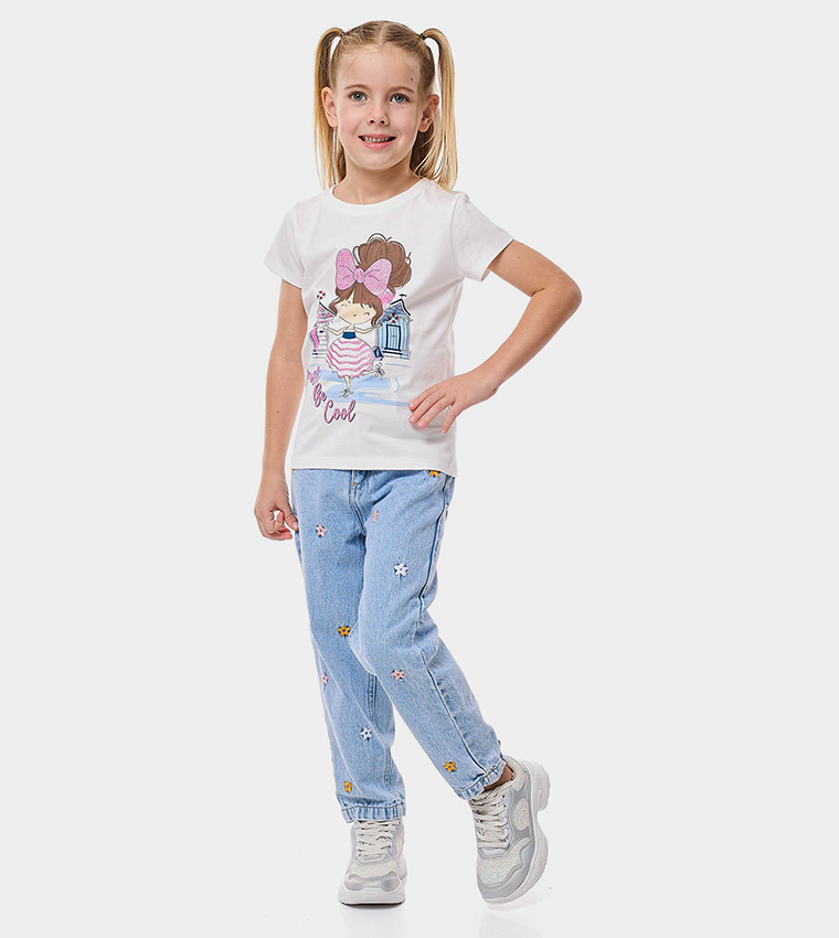 Printed T-Shirt with Crew Neck and Short Sleeves