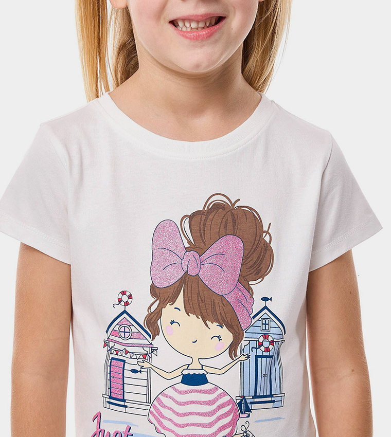 Printed T-Shirt with Crew Neck and Short Sleeves