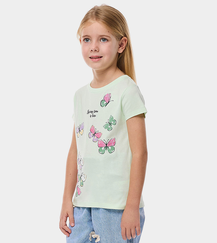 Printed T-Shirt with Crew Neck and Short Sleeves