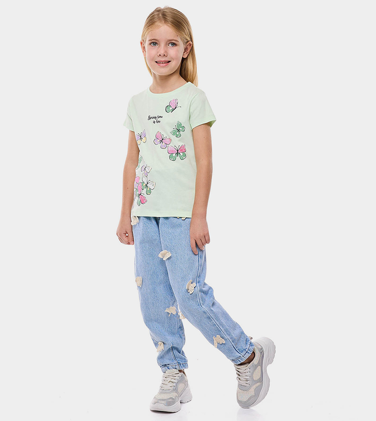 Printed T-Shirt with Crew Neck and Short Sleeves