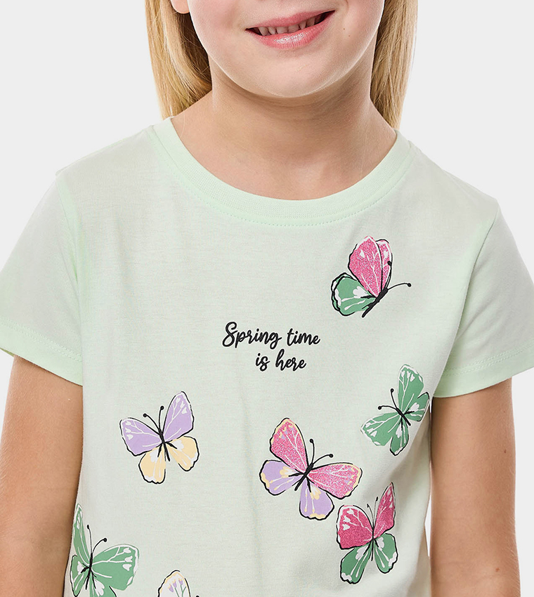 Printed T-Shirt with Crew Neck and Short Sleeves