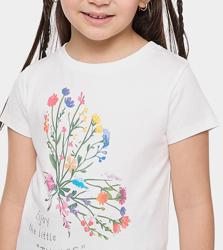 Printed T-Shirt with Crew Neck and Short Sleeves