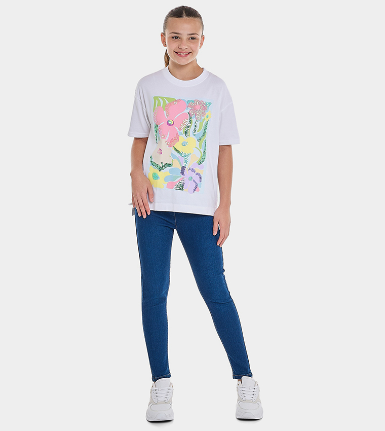 Sequins T-Shirt with Crew Neck and Short Sleeves