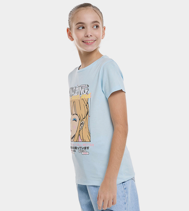 Printed T-Shirt with Crew Neck and Short Sleeves