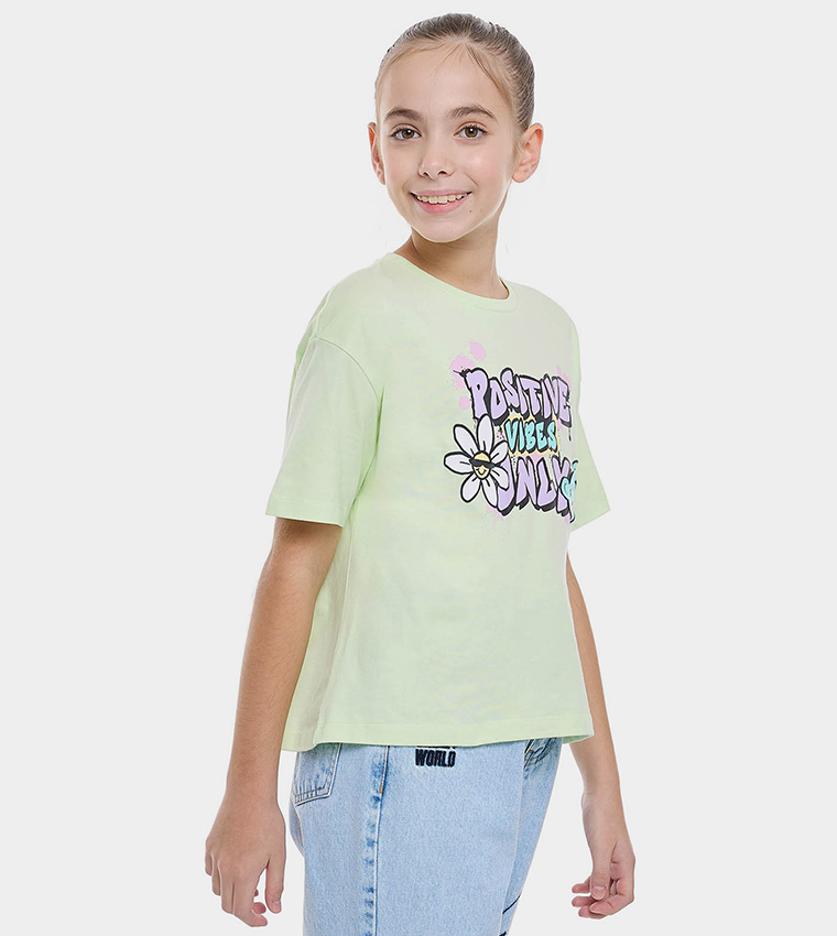 Printed T-Shirt with Crew Neck and Short Sleeves