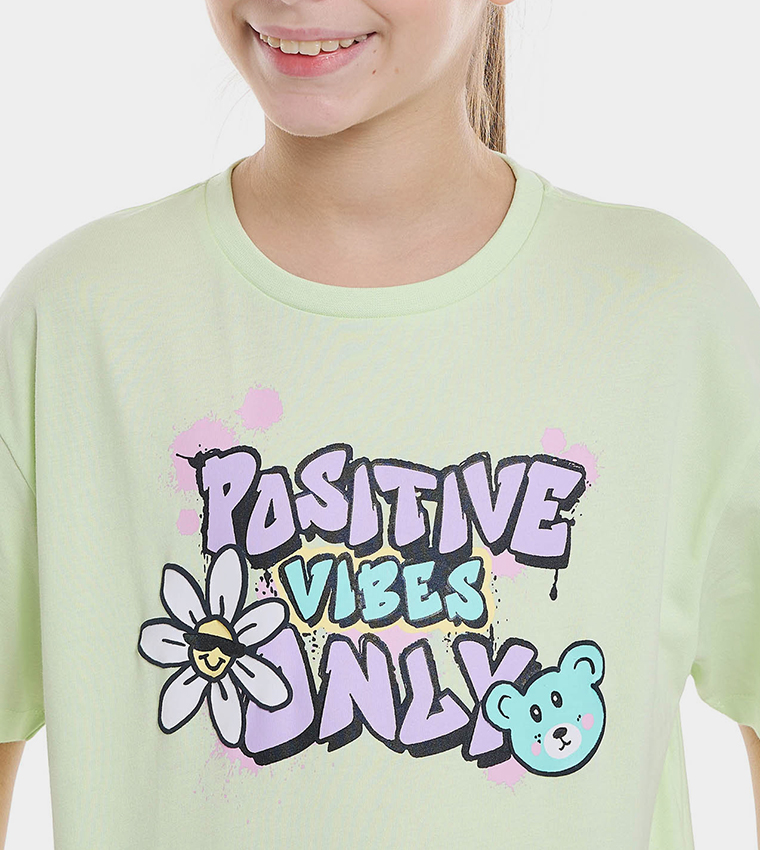 Printed T-Shirt with Crew Neck and Short Sleeves