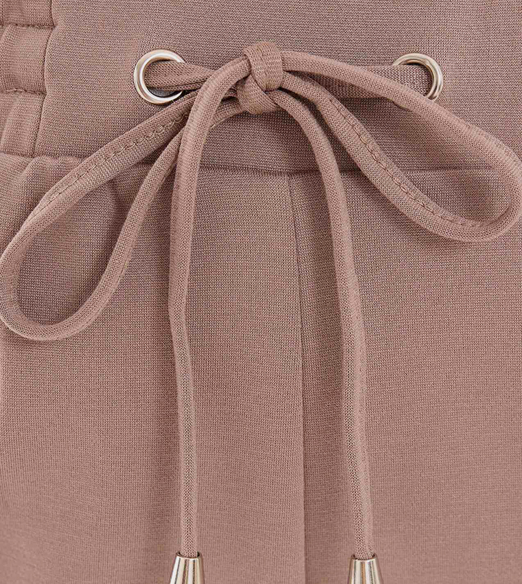Solid Cargo Joggers with Drawstring Waist