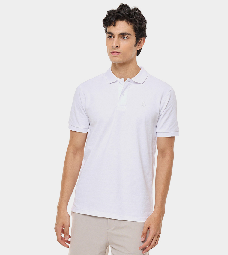Solid Polo T-Shirt with Short Sleeves