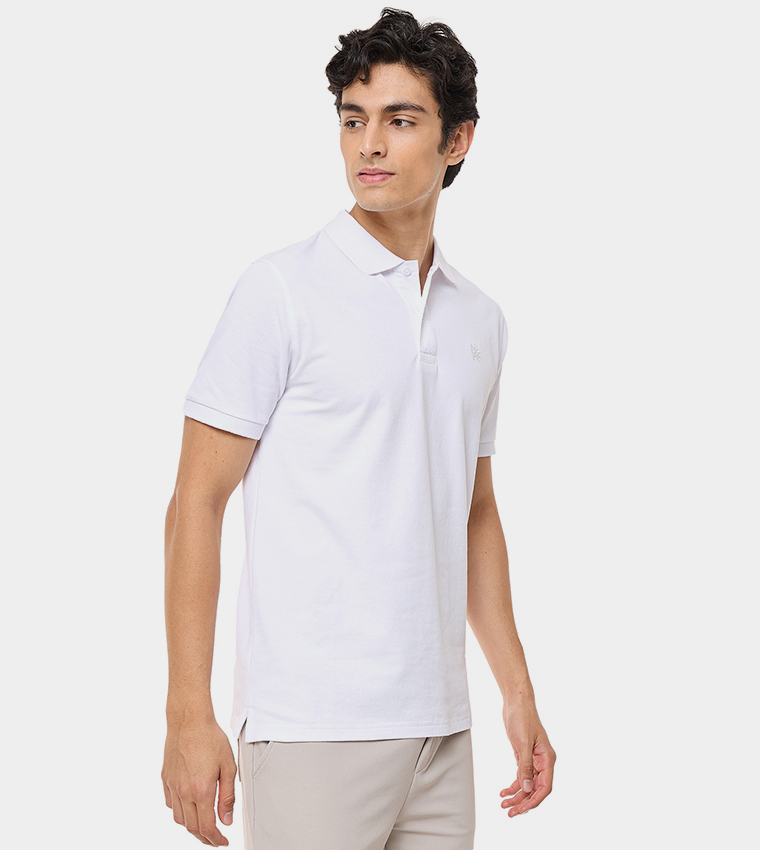 Solid Polo T-Shirt with Short Sleeves