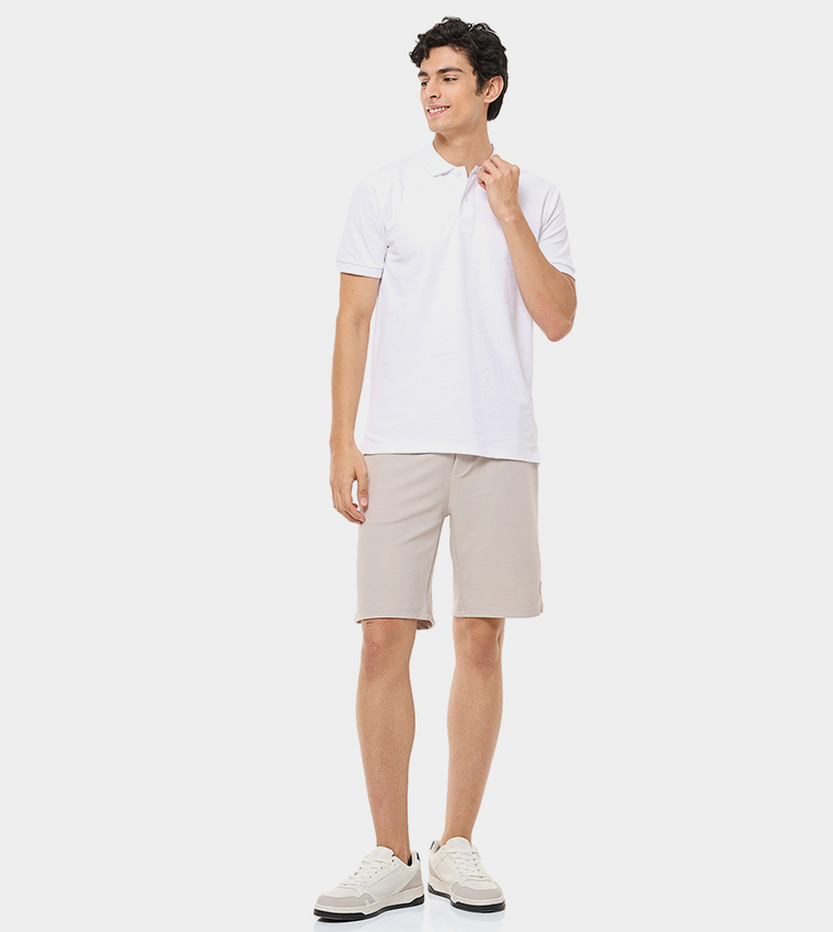 Solid Polo T-Shirt with Short Sleeves