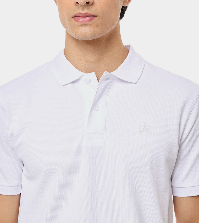Solid Polo T-Shirt with Short Sleeves