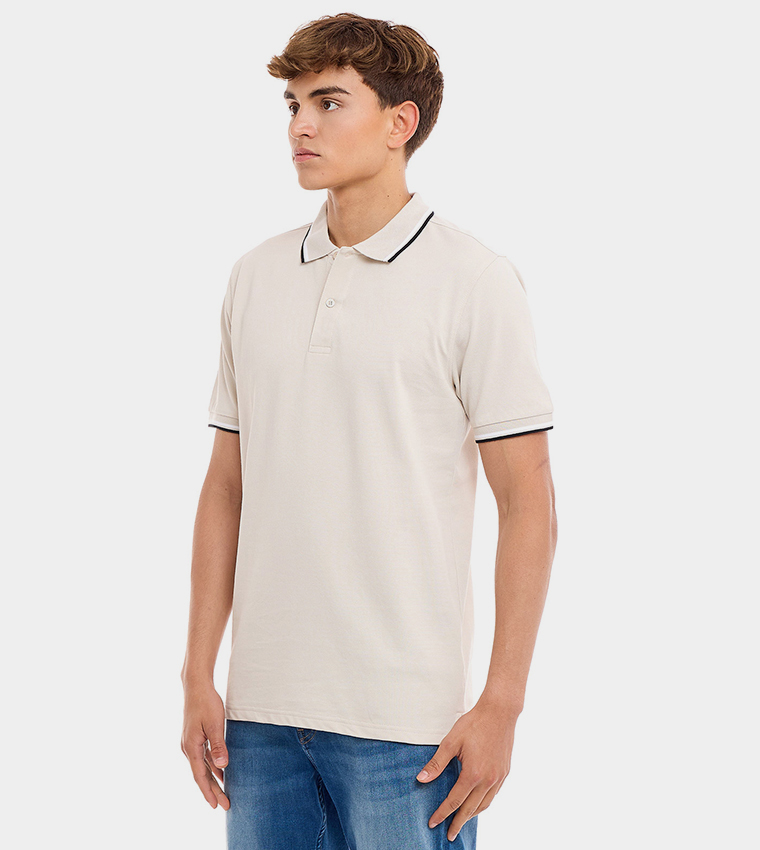Contrast Tipping Polo T-Shirt with Short Sleeves