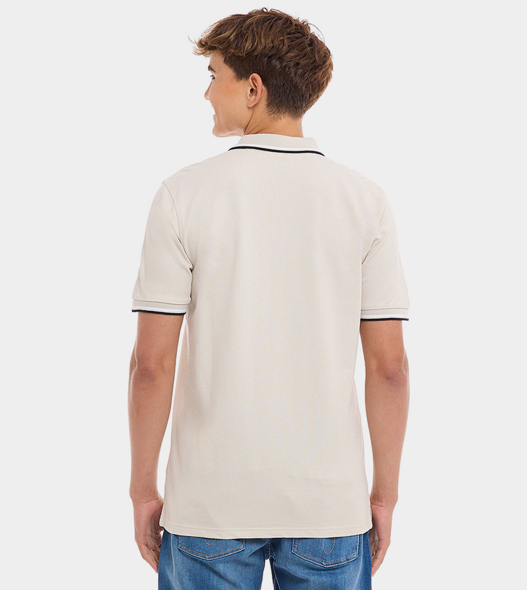 Contrast Tipping Polo T-Shirt with Short Sleeves