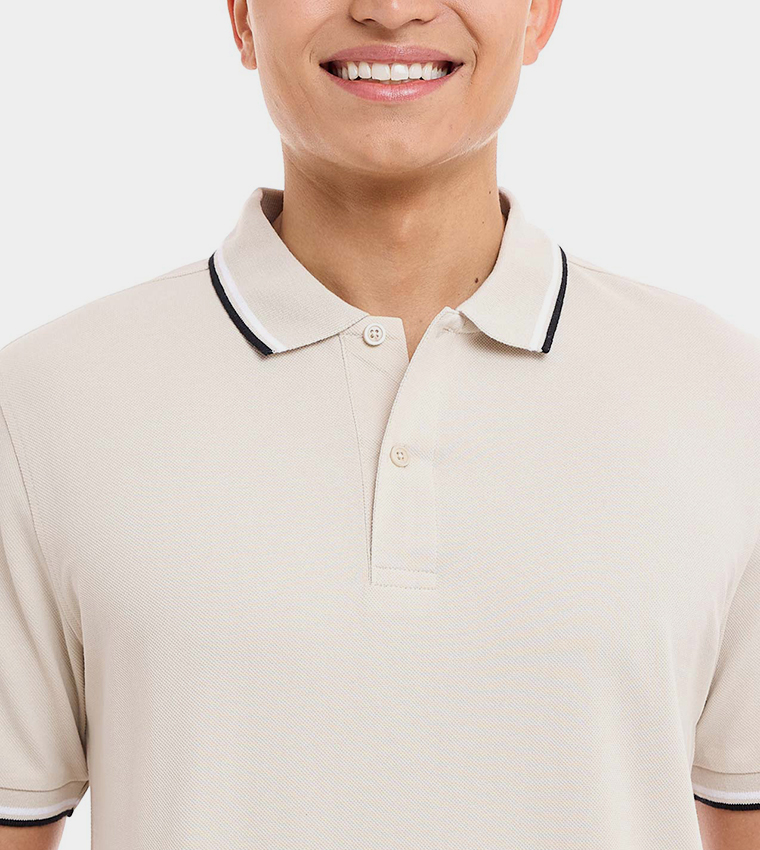 Contrast Tipping Polo T-Shirt with Short Sleeves