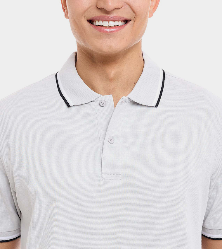 Contrast Tipping Polo T-Shirt with Short Sleeves