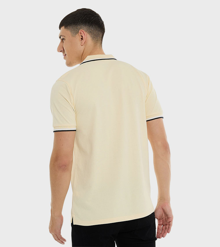 Contrast Trim Polo T-Shirt with Short Sleeves