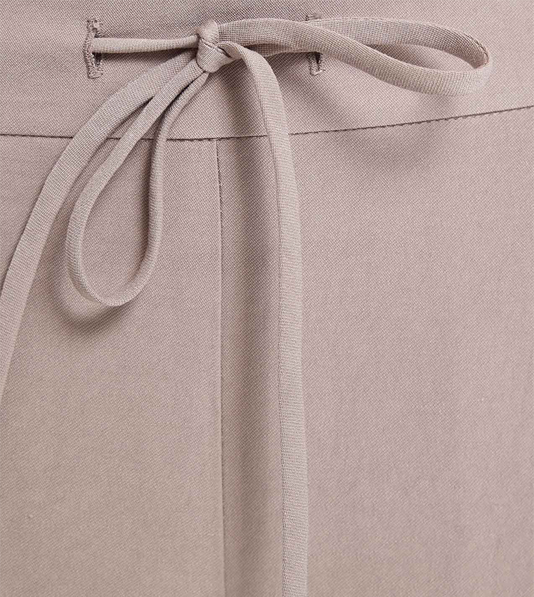 Solid Wide Leg Pants with Drawstring Waist