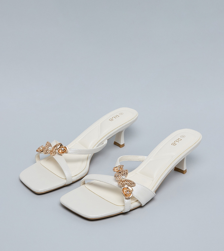 Metal Accent Heeled Sandals