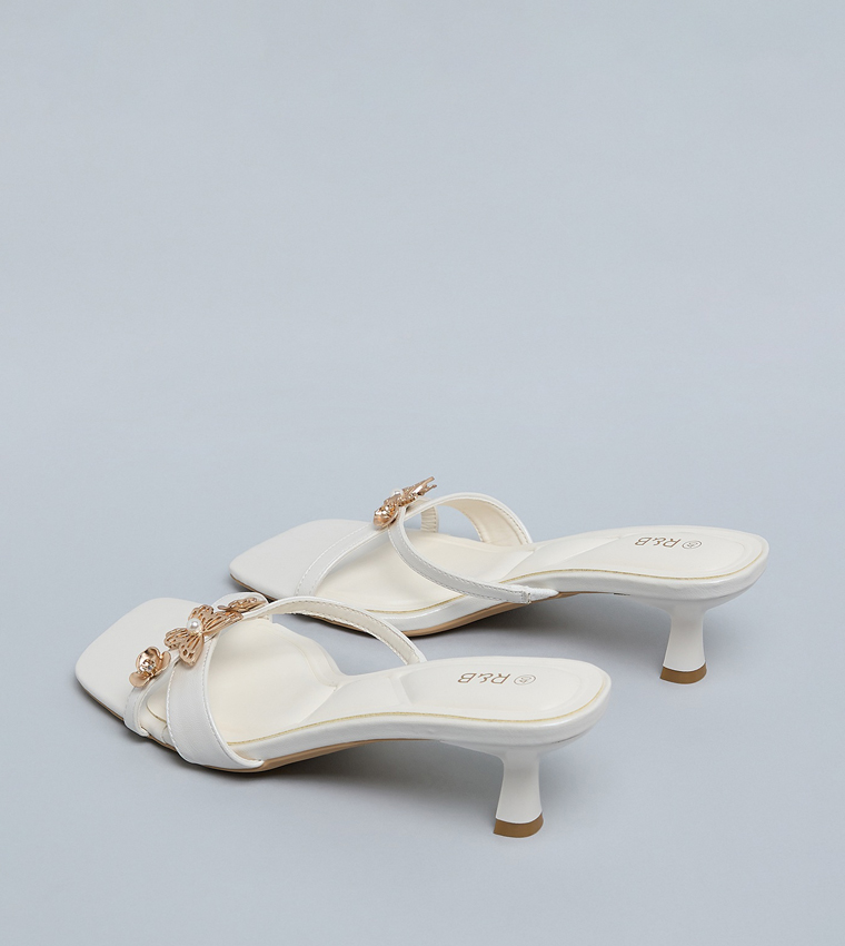 Metal Accent Heeled Sandals