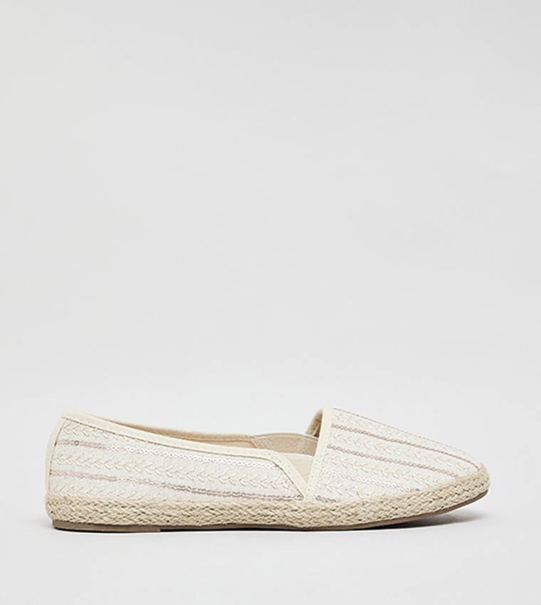 Patterned Espadrille Flat Shoes