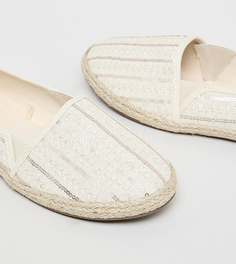 Patterned Espadrille Flat Shoes