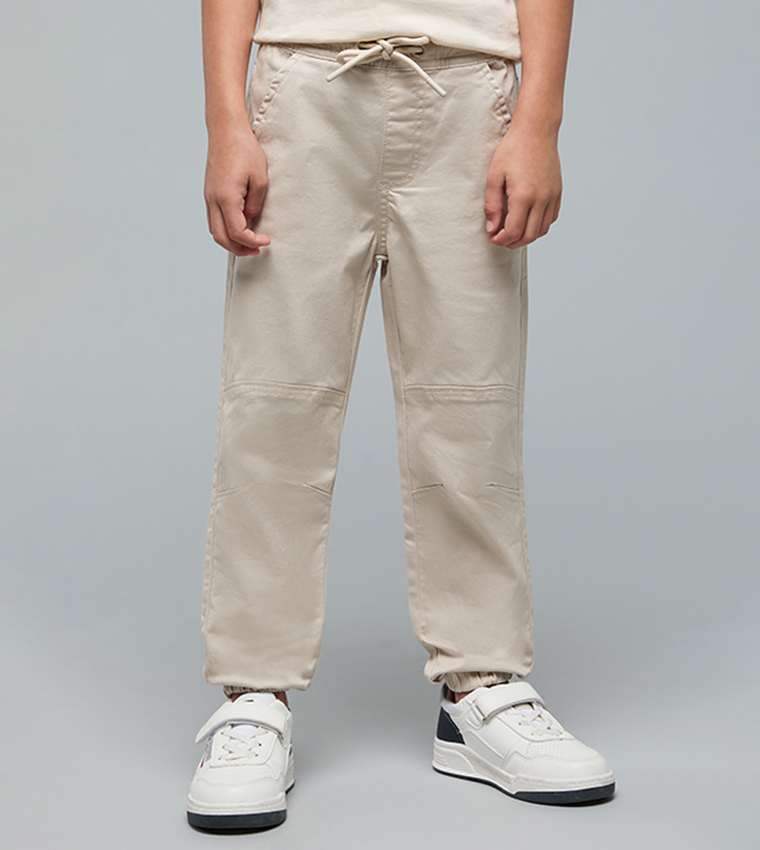 Solid Jogger Pants with Drawstring Waist