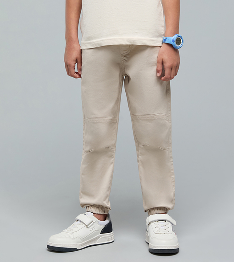 Solid Jogger Pants with Drawstring Waist