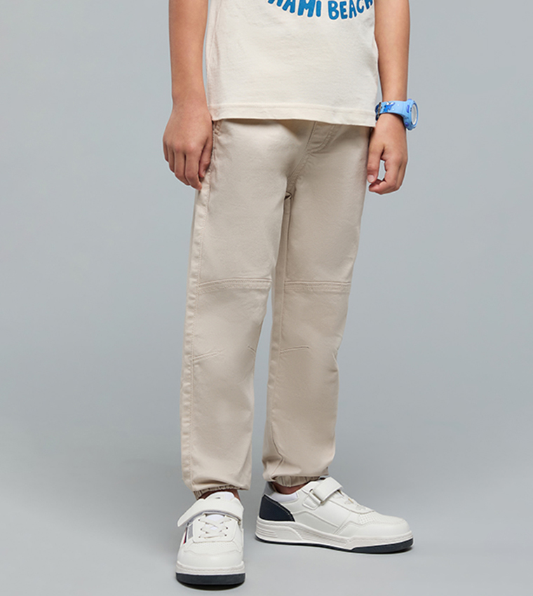 Solid Jogger Pants with Drawstring Waist