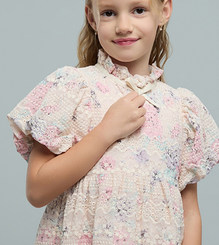 فستان شيفلي كم باف بقبة عالية 