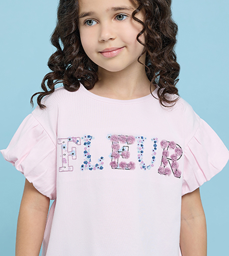 توب مطرز كم بالون بقبة مستديرة