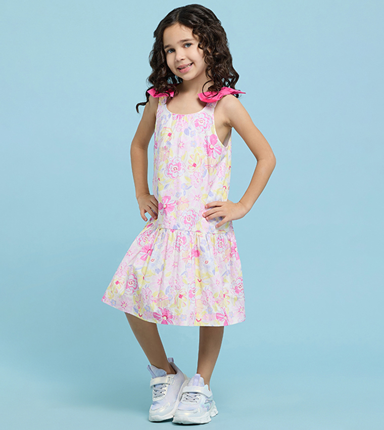 فستان بدون كم بطبعة بقبة مستديرة