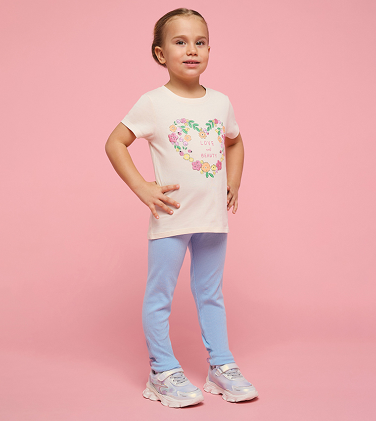 Printed T-Shirt with Crew Neck and Short Sleeves