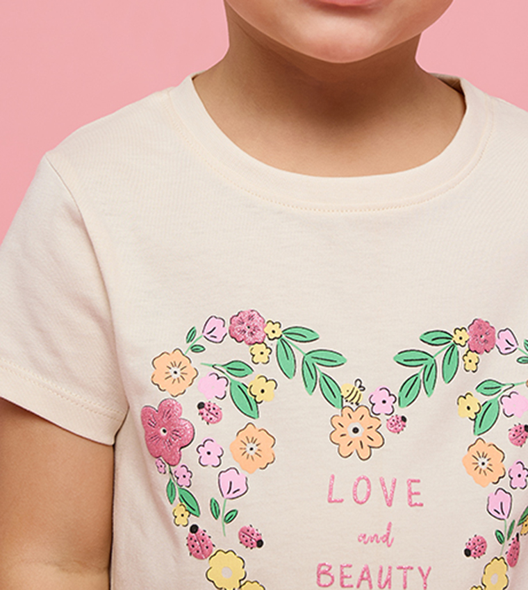 Printed T-Shirt with Crew Neck and Short Sleeves