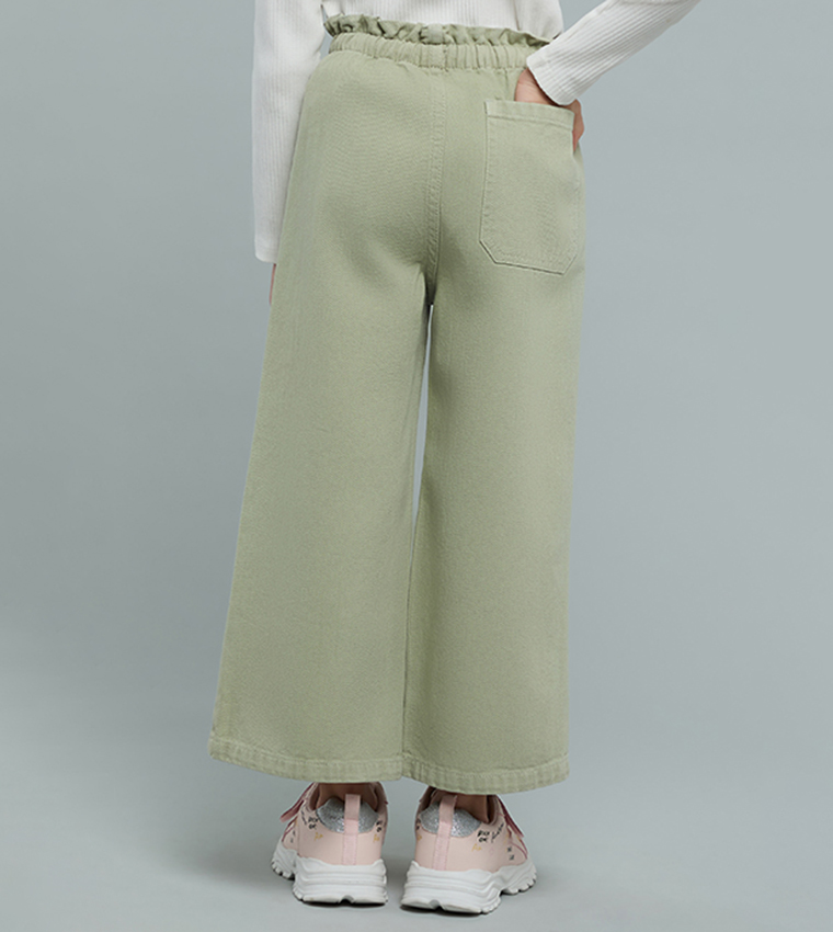 بنطلون واسع سادة برباط على الخصر