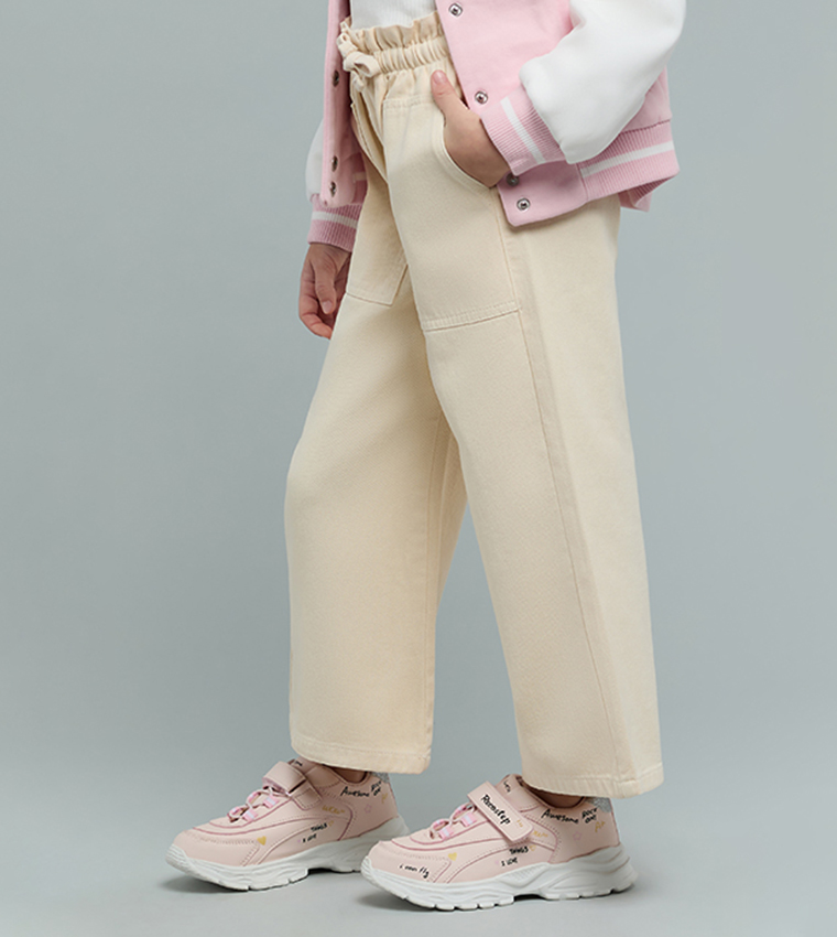 Solid Wide Leg Pants with Drawstring Waist