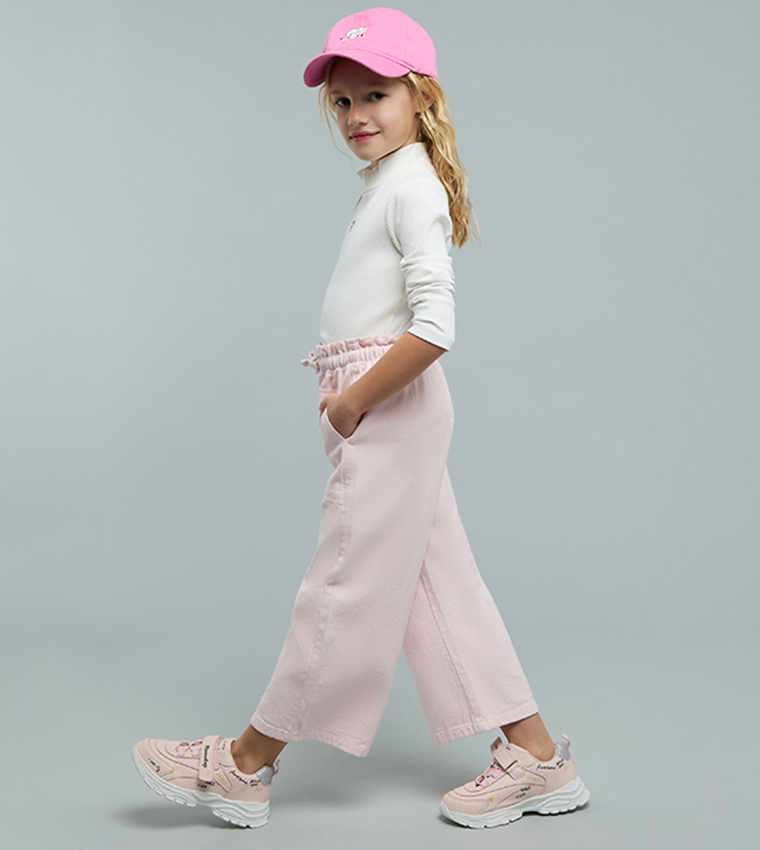 بنطلون واسع سادة برباط على الخصر