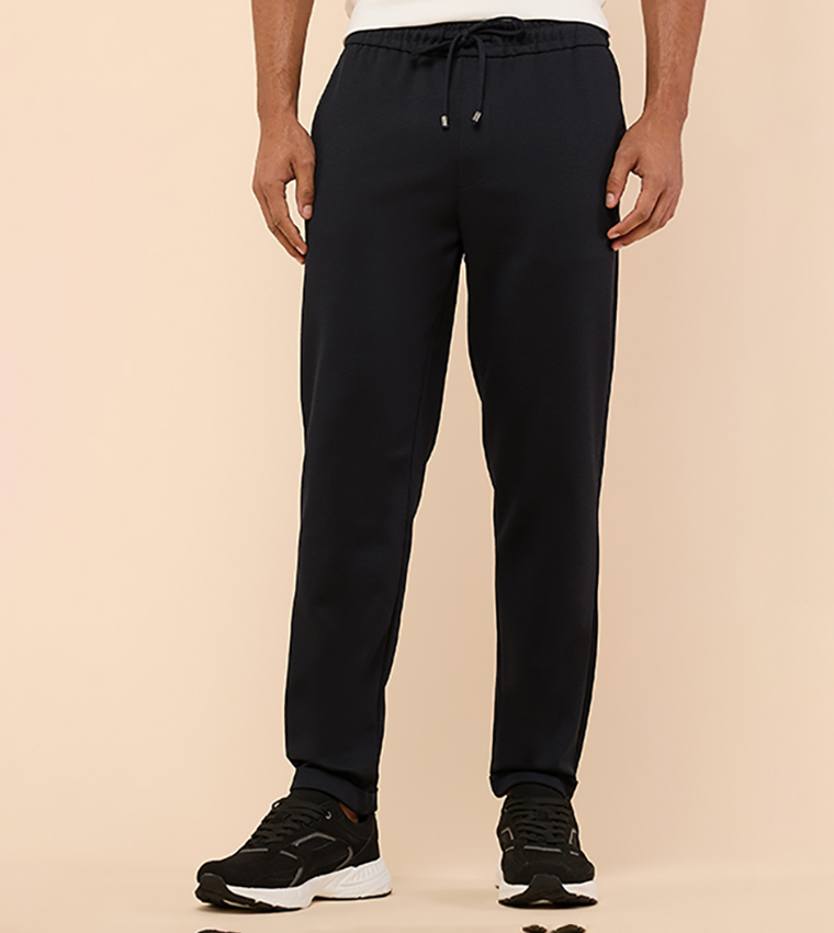 Textured Pants with Drawstring Waist