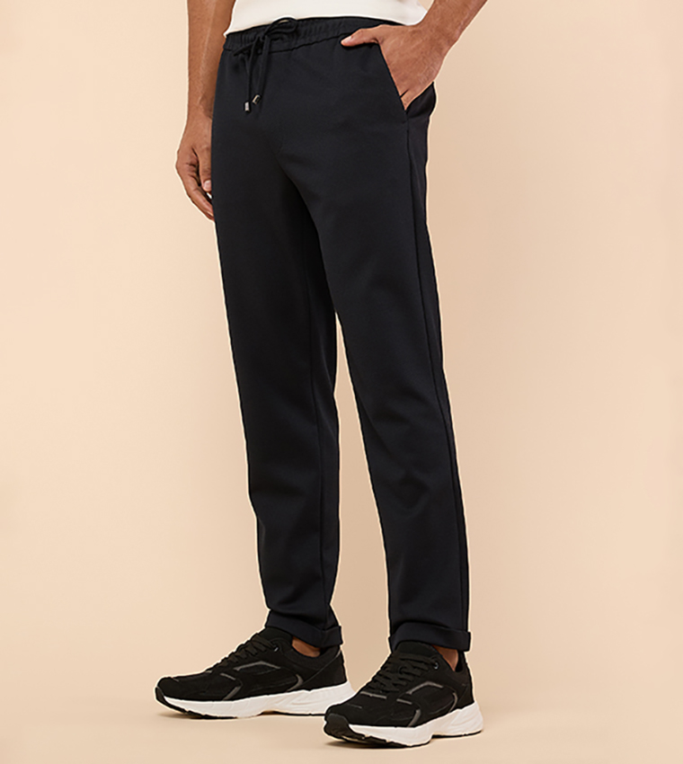 Textured Pants with Drawstring Waist