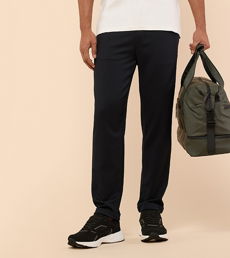 Textured Pants with Drawstring Waist