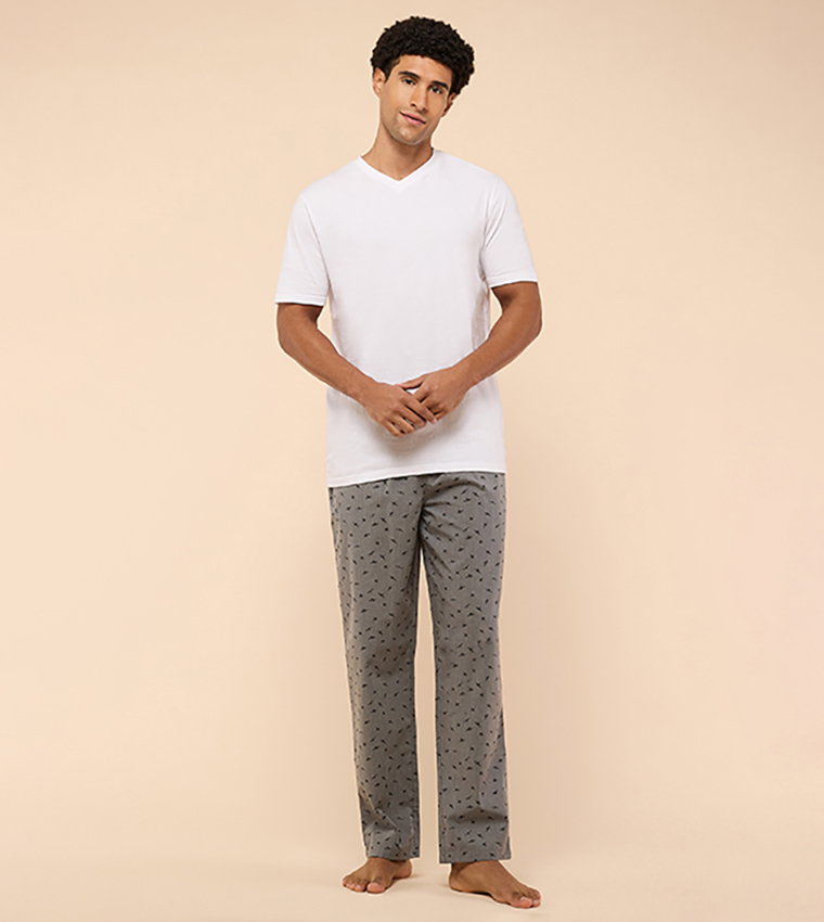 بنطلون كاجوال بطبعة برباط على الخصر