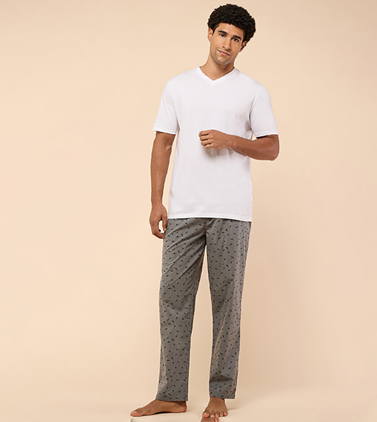 بنطلون كاجوال بطبعة برباط على الخصر