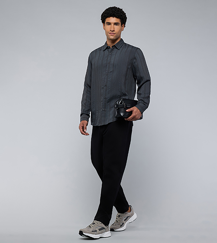 Solid Straight Fit Jeans with Button Closure
