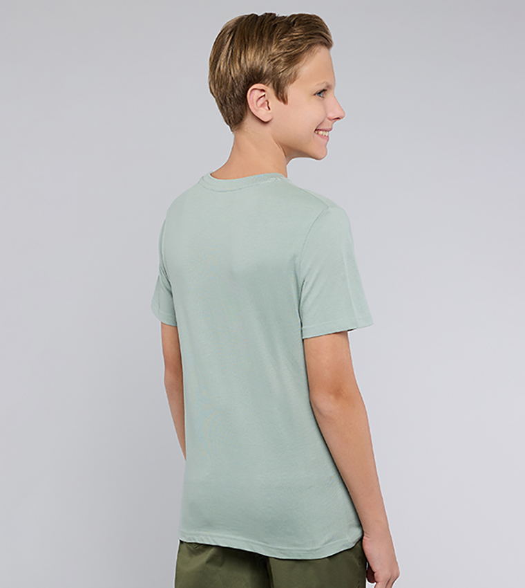 تيشيرت كم قصير بقبة مستديرة وطبعة