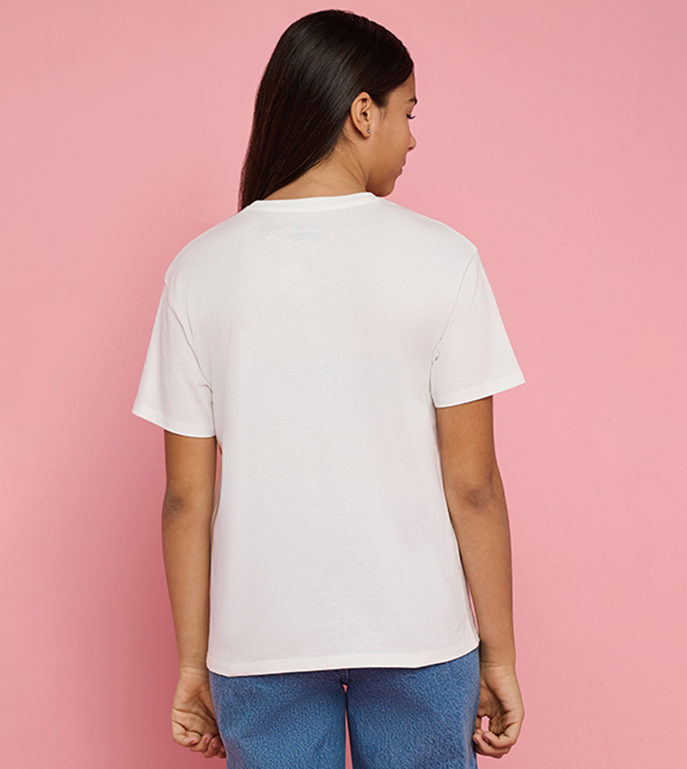 Graphic Print T-Shirt with Crew Neck and Short Sleeves