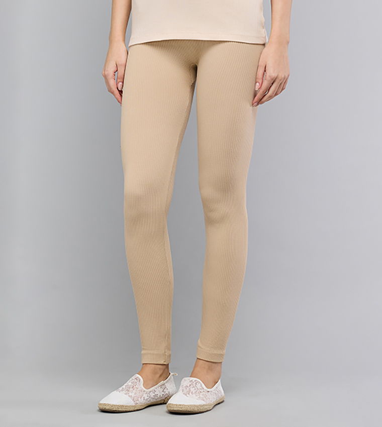 Solid Leggings with Elastic Waist