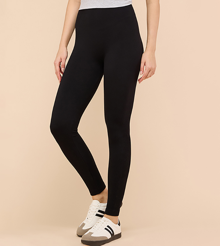 Solid Leggings with Elastic Waist