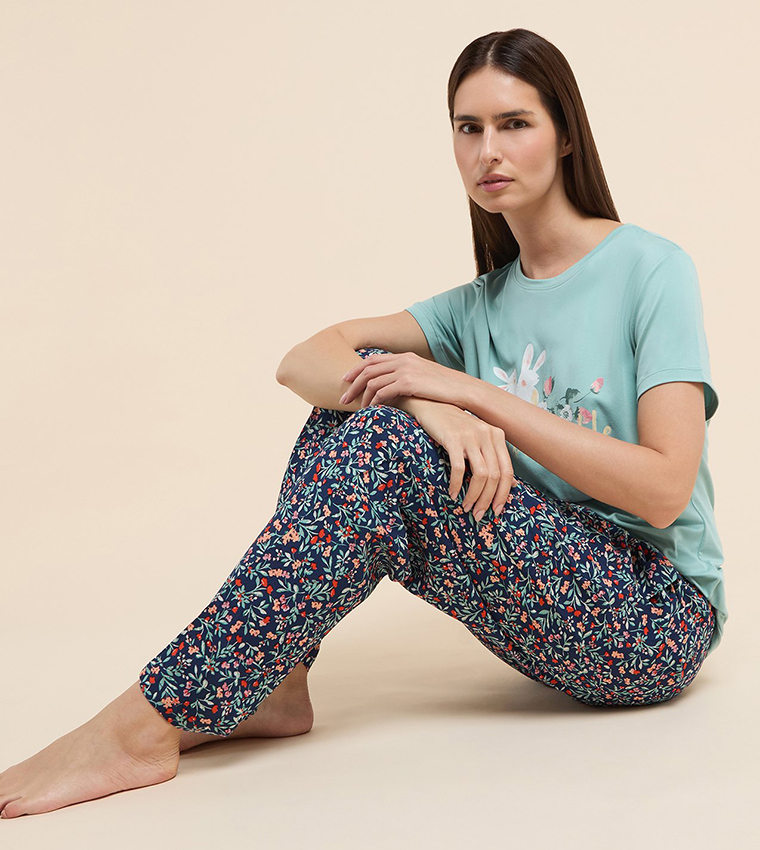 Printed Lounge Pants with Drawstring Waist