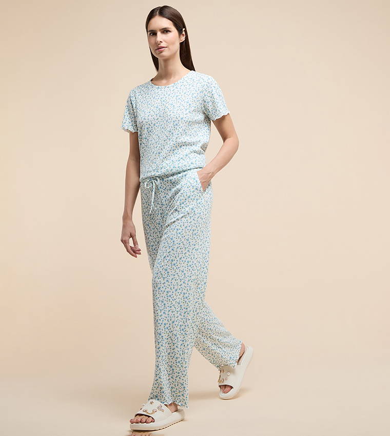 Printed Lounge Pants with Drawstring Waist