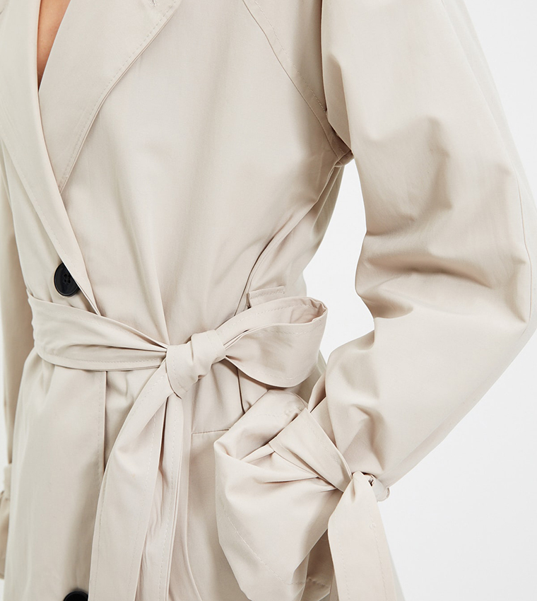 Buy Trendyol Belted Midi Trench Coat In White | 6thStreet UAE